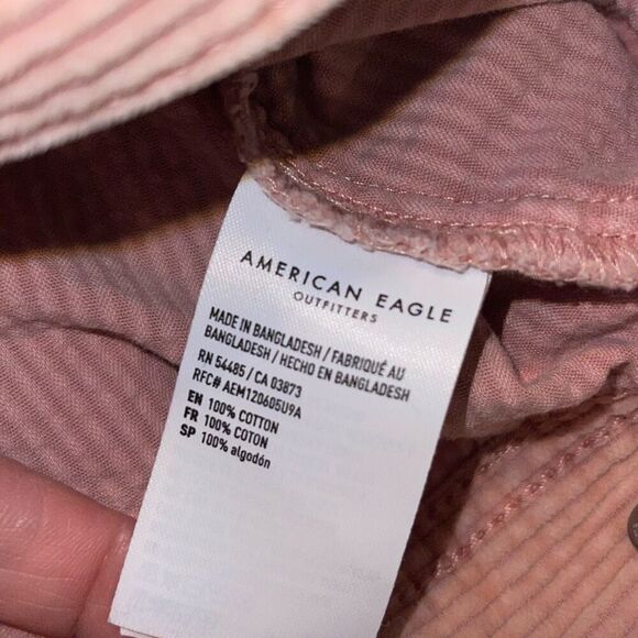 American Eagle Cotton Corduroy‎ Cropped Jacket Light Pink Casual Size Medium - Picture 9 of 11
